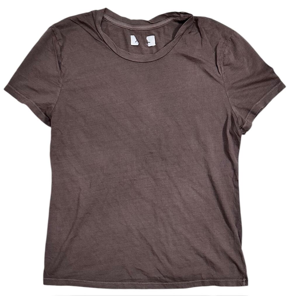Rowan Women's T-Shirt Tyler Supima Cotton Short Sleeve Top Tee in Brown Wash